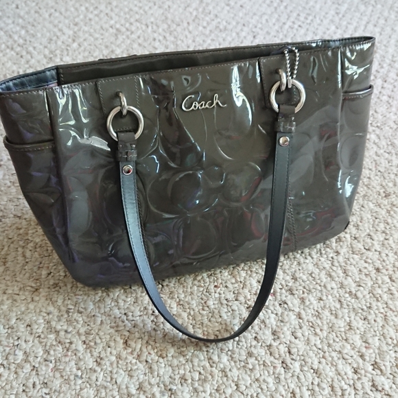 Coach Handbags - Coach Gray East West Gallery Tote Embossed Patent Leather Tote F17729